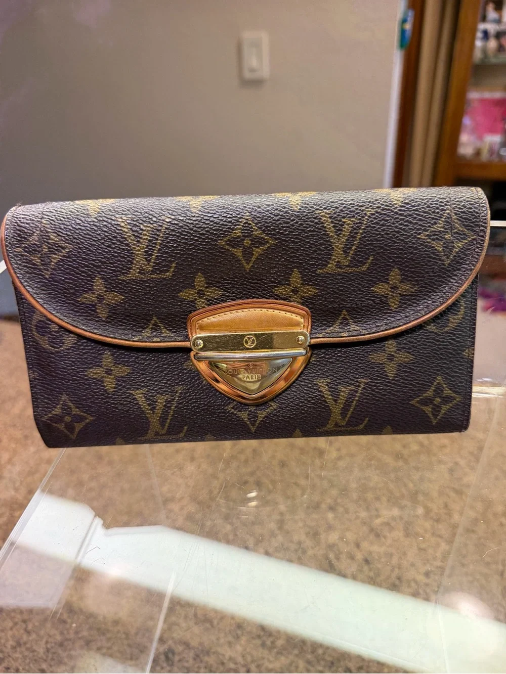 Authentic Louis Vuitton Brazza Wallet Monogram Canvas Brown France MI0058